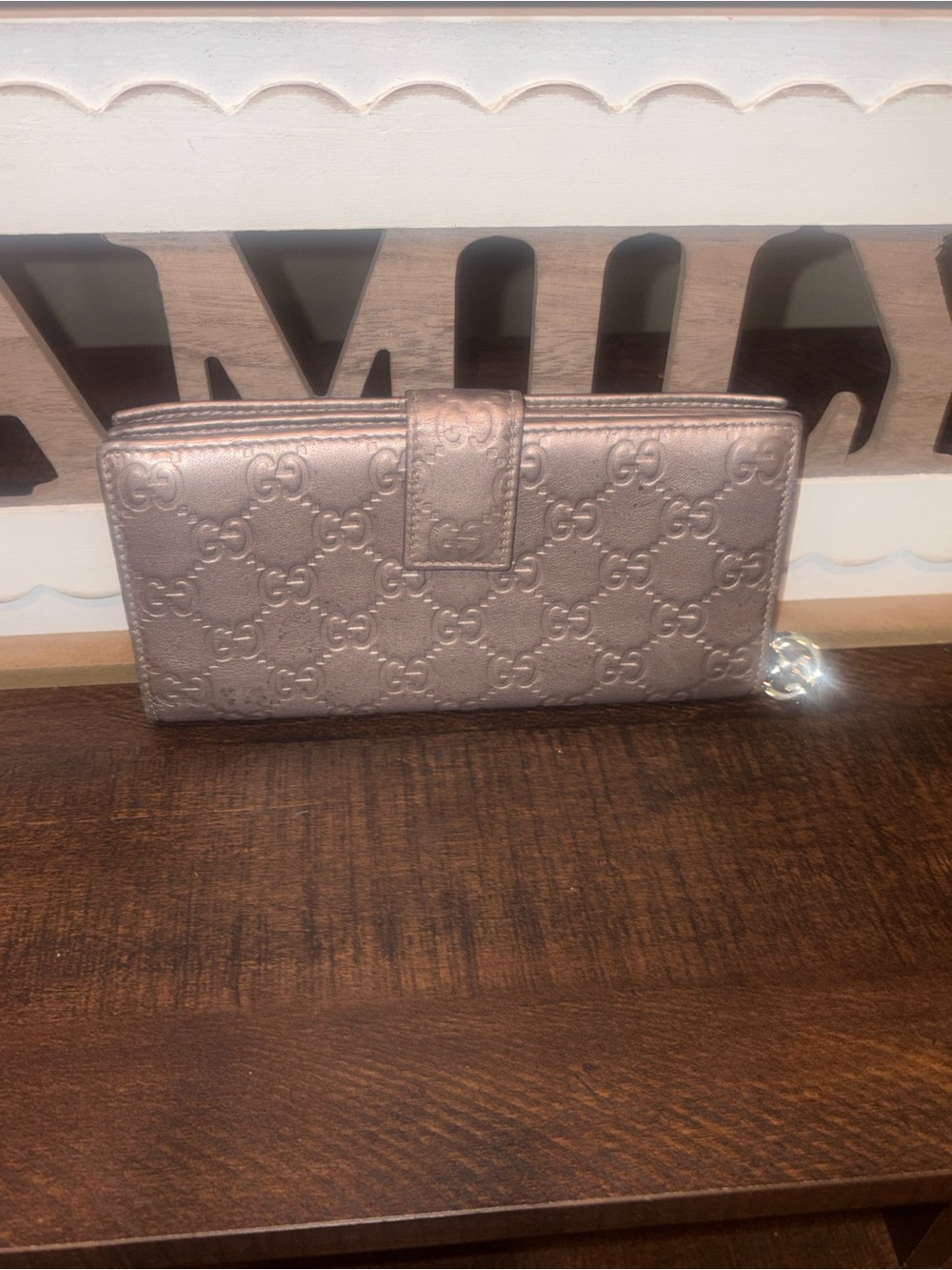 Gucci Metallic Rose Embossed GG Continental Wallet